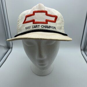 White 1990 Cart Champion Hat Cap Strap-back Chevy Chevrolet 90's Vintage
